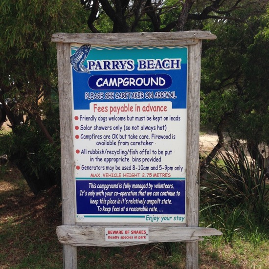Parry Beach Campground Sign, Parrys Beach, William Bay NP